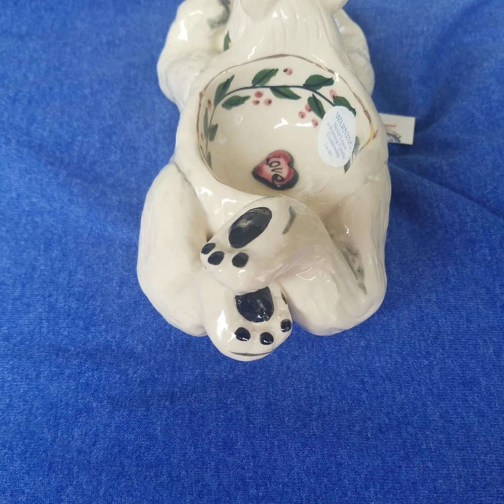 Blue Sky Ceramic Bear Tea Light Candle Holder Pottery